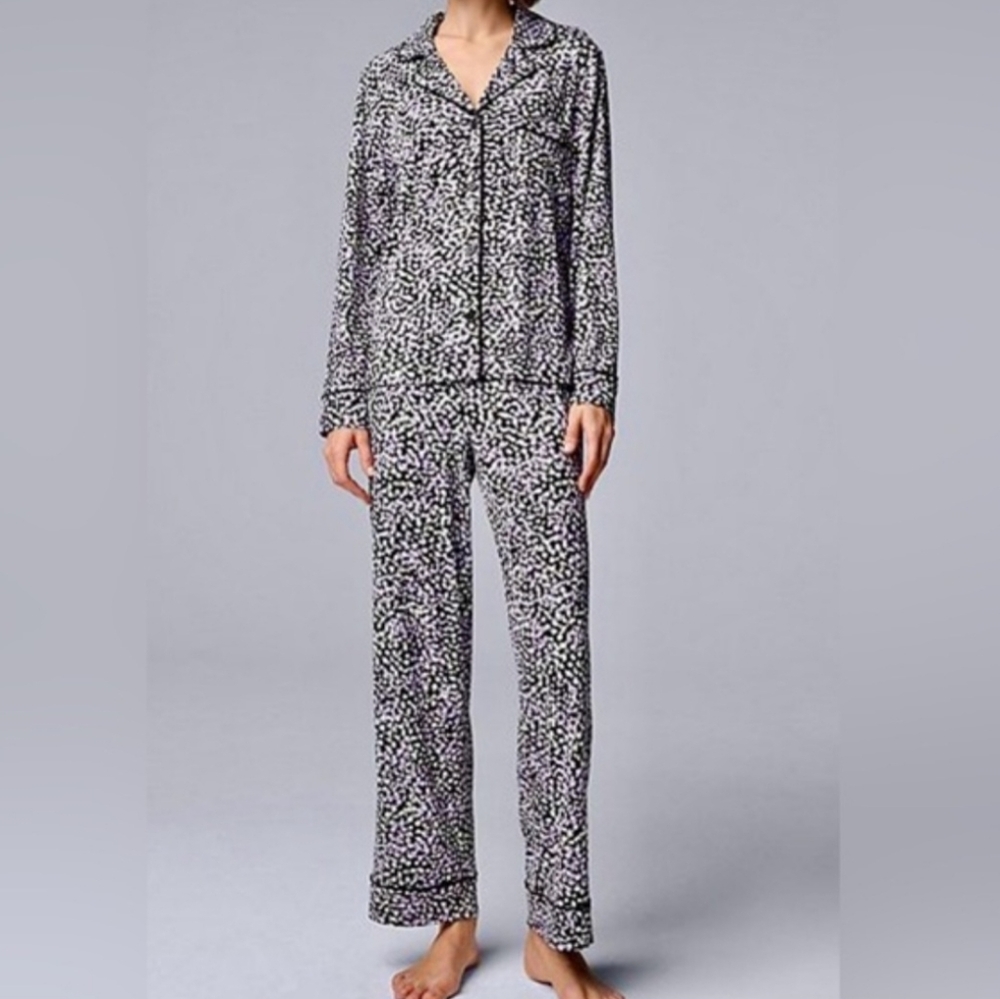 Simply Vera VERA WANG Monochrome Patterned 2pc PAJAMA SET brand new SIZE LARGE